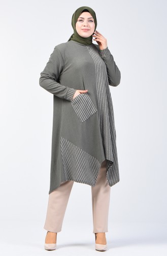 Asymmetric Tunic with Pocket 6050-01 Almond Green 6050-01