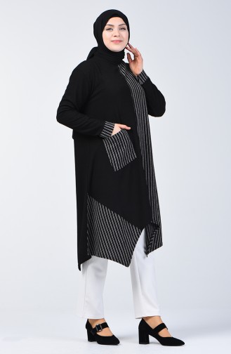 Asymmetric Tunic with Pocket 6050-02 Black 6050-02