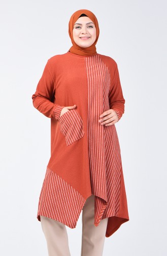 Asymmetric Tunic with Pocket 6050-03 Brick Red 6050-03