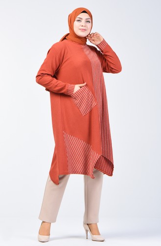 Asymmetric Tunic with Pocket 6050-03 Brick Red 6050-03