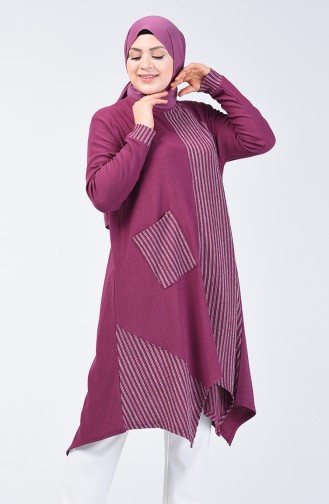 Asymmetric Tunic with Pocket 6050-04 Dusty Rose 6050-04
