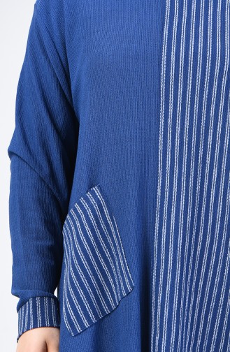 Tunique Asymétrique à Poche 6050-06 İndigo 6050-06