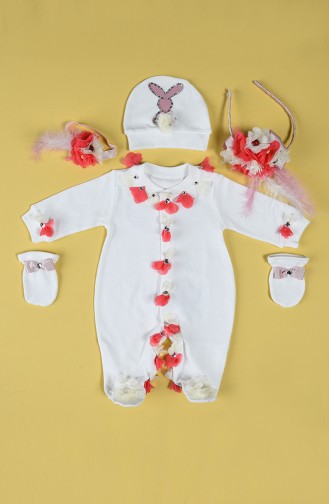 Neugeborenes Kaninchen Jumpsuit Set tlm3 Granatapfelfarbig 3