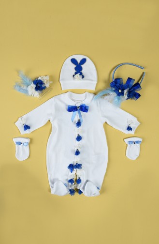 Ensemble Combinaison Lapin Nouveau-né tlm4 Bleu 4
