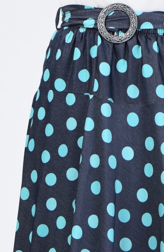 Polka Dot Skirt 1065-03 Navy Blue Turquoise 1065-03