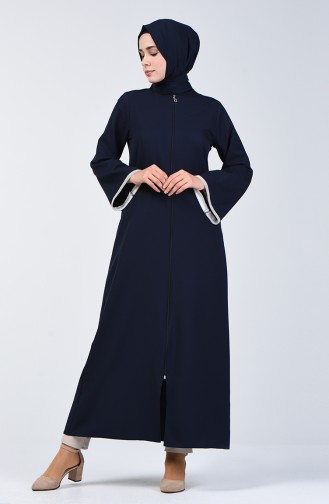 Abaya à Fermeture 0269-03 Bleu Marine 0269-03