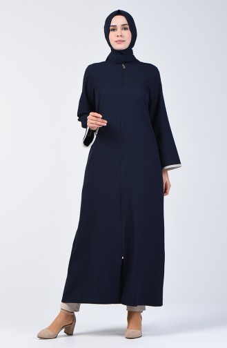 Zippered Abaya 0269-03 Navy Blue 0269-03