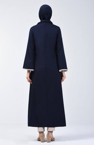 Abaya à Fermeture 0269-03 Bleu Marine 0269-03