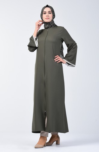 Abaya à Fermeture 0269-02 Khaki 0269-02