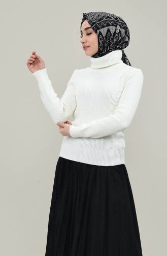 Triko Boğazlı Kazak 0512B-04 Ekru