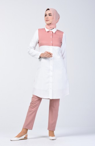 Belted Straight Leg Trousers 0909-03 Powder 0909-03