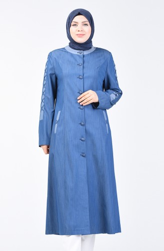 Grösse Grosse Hijab-Mantel 0839-02 Jeans Blau 0839-02