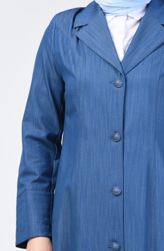 عباءة مقاس كبير قماش ايوسل أزرق جينزي 0855-03
