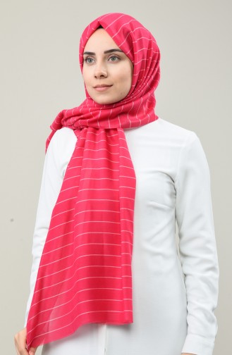 Stripe Patterned Seasonal Shawl 901596-12 Şekerpembe 901596-12