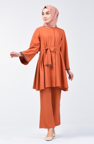 Tunic Trouser 2 Piece with Stones on Sleeves 0288-03 Tobacco 0288-03