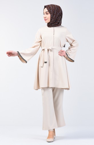 Tunic Trouser 2 Piece with Stones on Sleeves 0288-04 Beige 0288-04