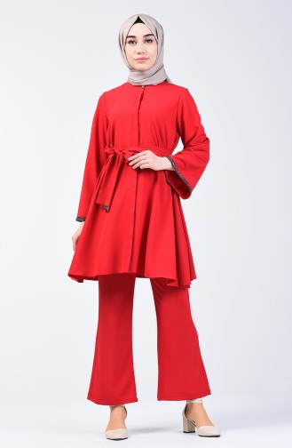 Tunic Trouser 2 Piece with Stones on Sleeves 0288-05 Red 0288-05