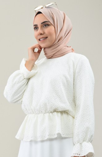 Dantelli Tunik Etek İkili Takım 6233-01 Ekru