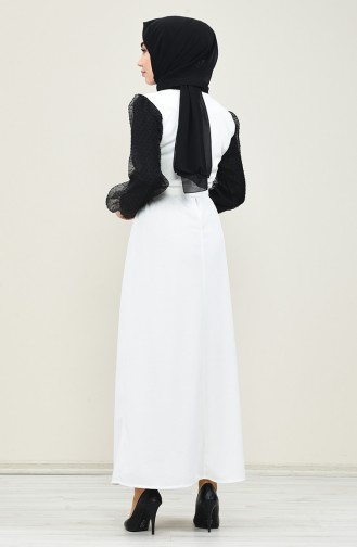 Puff Sleeve Belted Dress 2007-01 Ecru 2007-01