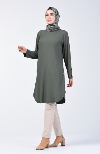 Knopf Detaillierte Tunika 2239-08 Khaki 2239-08