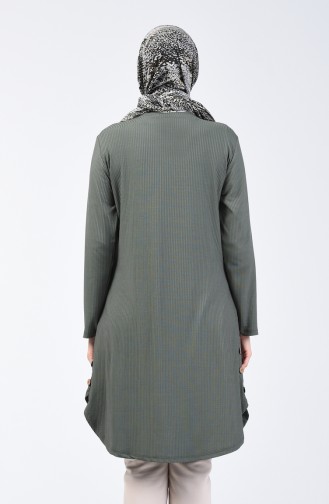 Corded Button Detailed Tunic 2239-08 Khaki Green 2239-08
