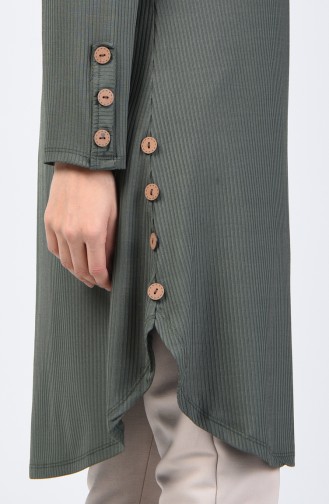 Corded Button Detailed Tunic 2239-08 Khaki Green 2239-08