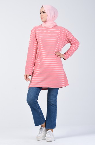 Plus Size Two-thread Striped Sports Tunic 2240-01 Powder 2240-01