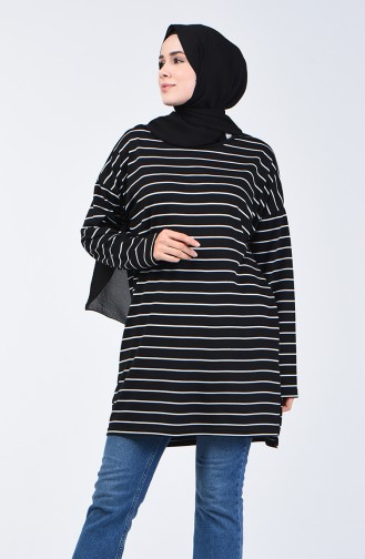 Plus Size Two Thread Striped Sport Tunic 2240-02 Black 2240-02