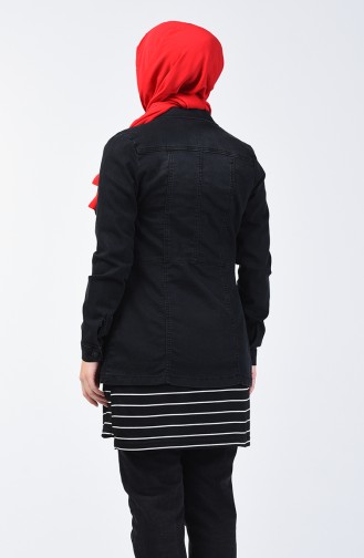 Veste Jean Courte à Poche 6082-01 Noir 6082-01