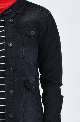 Short Denim Jacket with Pockets 6082-01 Black 6082-01