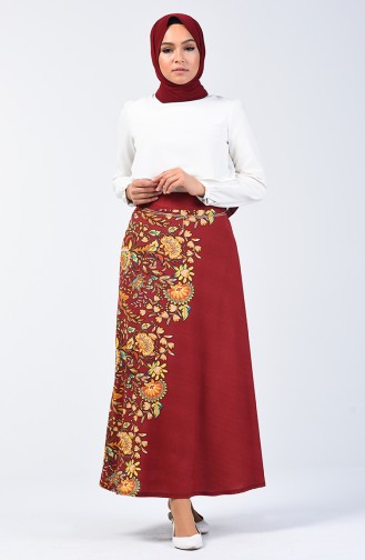 Patterned Skirt 1055-04 Claret Red 1055-04