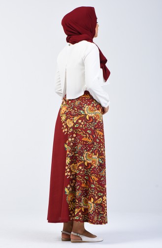 Patterned Skirt 1055-04 Claret Red 1055-04