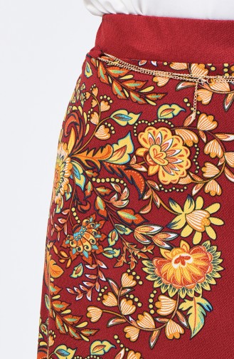 Patterned Skirt 1055-04 Claret Red 1055-04