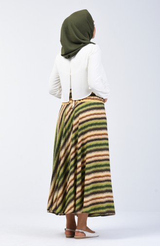 Elastic Belted Skirt 1063-01 Pistachio Green Beige 1063-01