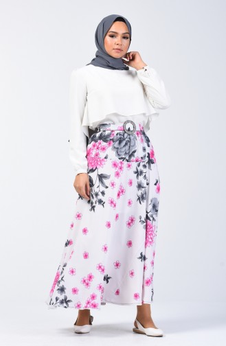 Elastic Belted Skirt 1064-01 Stone 1064-01