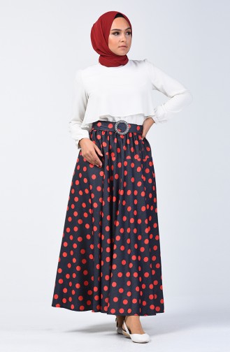 Polka Dot Skirt 1065-01 Navy Blue 1065-01