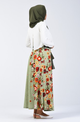 Elastic Waist Belted Skirt 1074-02 Pistachio Green 1074-02
