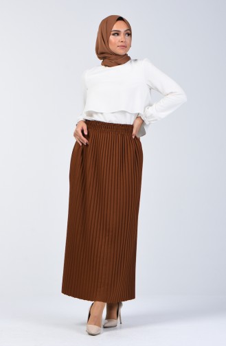 Pleated Skirt 0006-13 Brown 0006-13