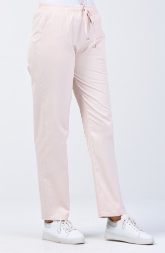 Elastic Waist Straight Trotter Trousers 1446PNT-01 Powder 1446PNT-01