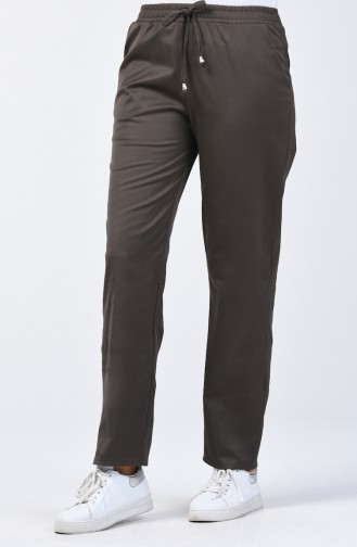 Elastic Waist Straight Trotter Trousers 1446pnt-02 Dark Green 1446PNT-02