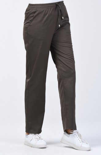 Beli Lastikli Düz Paça Pantolon 1446PNT-02 Koyu Yeşil