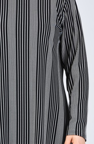 Plus Size Patterned Tunic Trousers Double Suit 2657-02 Black And white 2657-02