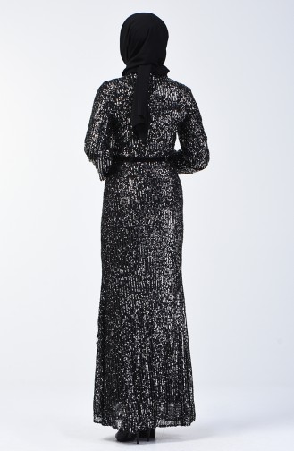 Sequin Fabric Evening Dress 81765-01 Black Silver 81765-01