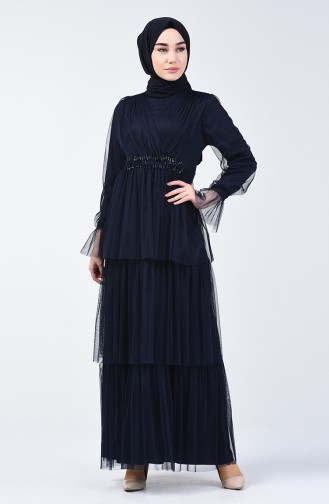 Tüll Abendkleid 6058-01 Dunkelblau 6058-01