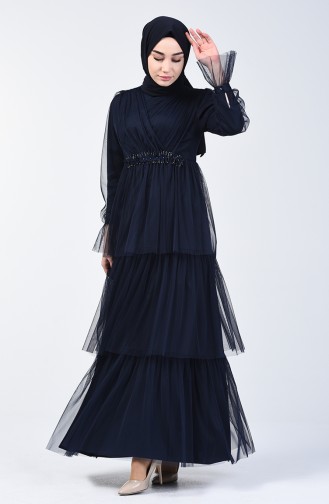 Tüll Abendkleid 6058-01 Dunkelblau 6058-01