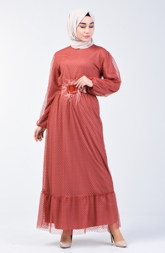 Belted Evening Dress 2002-01 Brick Red 2002-01