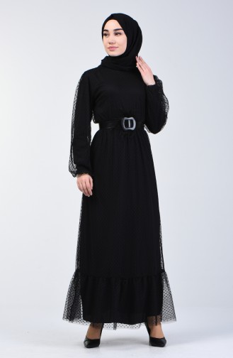 Belted Evening Dress 2002-02 Black 2002-02