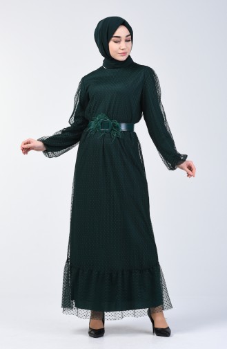 Tüll-Abendkleid mit Gürtel 2002-03 Smaragdgrün  2002-03