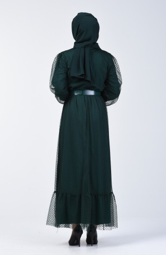 Tüll-Abendkleid mit Gürtel 2002-03 Smaragdgrün  2002-03