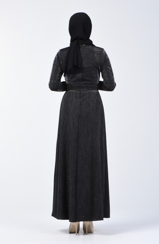 Kemerli Simli Abiye Elbise 2006-01 Siyah